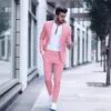 Casual Fashion Luxurious Business Mens Suit for Wedding Party Tuxedos Slim Fit Lapel Pink Suits MaleJacketPants 220704