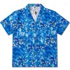 Мужские повседневные рубашки Мужские винтажные гавайские пляж -пляж Хараджуку Голубой галстук окрашивание рубашки хип -хоп уличная одежда праздничные женские тропические топы Eldd2