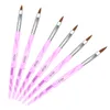 2022 Fashion 6PCS / Set Nail Art Brush Acrylique Handle Design Dotting Painting Drawing Crystal Pen Set UV Gel Salon Tips Builder Tailles # 2 # 4 # 6 # 8 # 10 # 12