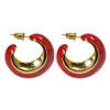 Vintage Red Women Circle Hoop Earring Stone Geometric C Shape Stud With Retro Color Enamel Brilliant Creative Ear PiercingFor Women Jewelry Girl Accessories