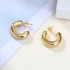 Hoop & Huggie Medium Chunky Tube Hoops Earrings Gold Filled Stainless Steel Stud Charm Bohe Girls Pierced WholesaleHoop Odet22