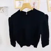 704 L 2022滑走路夏夏同じスタイルのセータークルーネック半袖ブラックピンクの縞模様のTシャツ女性セーターXue