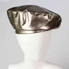 Jasna sztuczna skóra beret harajuku dziewczęta kobiety francuskie beret płaski czapek hip hop hap j220722
