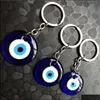 Keychains Fashion Accessories Lucky Turkish Greek Blue Eye Keychain Charm Pendant Gift Fit Jewelry Diy Car Key Chains Ring Hol Dhh14