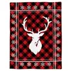 Blankets Christmas Snowflake Elk Red Plaid Throw Blanket For Sofa Decoration Bedspread Portable Microfiber Flannel
