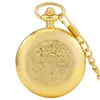 Карманные часы роскошные золотые щиты Quartz Watch Chic Floral Rattan Flowers Collece Analog Clock Penent Practice CollectipSocket