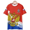 メンズTシャツ2022高品質ロシア3DプリントTシャツロシア旗イーグルトップTシャツ男性女性サマーファッションカジュアルストリートウェア服