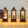 Luci notturne Lanterna del vento di Natale Babbo Natale Vista interna Decorazioni portatili Ornamenti per finestreNotte