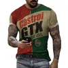 Summer Castrol retro 3D nadruk męski Tshirt street modny oneck krótki rękaw Ponagimailne tshirty luźne topy tee men unTATING 220607