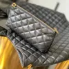 Boodschappentas icare tote leer zwart geruit Designer totes tas Luxe handtassen met buidel voor vrouwen grote sacoche Gouden hardware binnenzak Diamond Lattice