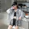 Women's Jackets 2022 Women Spring Fashion Sequined Long Sleeve Loose Jacket Female Elegant Fringed Top Miss Short Coat OK1332