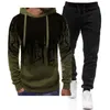 Men Tracksuit Sets Fleece Two Piece Hooded Pullover Sweatpants Sports Clothing 4XLconjuntos masculinos 220708