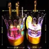 Ny Crown LED -laddningsbar ishink LED Ölhållare Bar Cooler Container Akryl Transparent Champagne Wine Beer Ice Bucket318C6909439