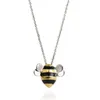 Pendant Necklaces Yellow Rhinstones Cute Bee Necklace Set Romantic Love Insect Charm Chain Jewelry For Women AccessoriesPendant