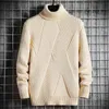 Moda machos machos knitware gola alta lavável camisa de base jovem de inverno masculino suéter quente l220801