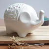 Good Luck Elephant Candle Holder Lucky Tea Light Holder Hollow White Ceramic Figurines Decorative Crafts Wedding Favors