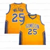 Пользовательский бен Бенджи 'Уилсон 25 Симеон Средней школы баскетбольной майки сшита бело-желтым синим цветом любого имени.