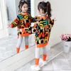 Barnkläder passar flickor Autumn Clothing Fashion Casual Big Children's Letter tröja Leggings Två stycke Set 220326