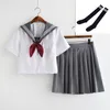 Roupas conjuntos de meninas adolescentes uniformes escolares outono marinheiro japonês uniforme anime costplay figurin shirt size de saia plissada