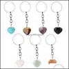 Anahtar halkalar mücevher doğal taş aşk kalp anahtar zincirleri iyileştirici kristal araba dekor anahtarları kadınlar için anahtarlıklar erkekler vipjewel dro dh6tn