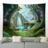 Psychedelic Forest Tree Hole Tapestry Hippie Decoration For Bedroom Wall Rugs Room Decation Items Fabric J220804