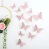 زينة الفراشات الذهب ملصق 12pcs/الكثير 3D الفراشات المجوفة