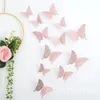 Gold Butterflies Decoraties Sticker 12 stks/Lot 3D Hollow Butterflies Stickers Diy Home Verwijderbare muurschildering Decoratie