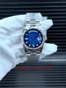 neue Version Unisex-Uhren, blaues Zifferblatt, 36 mm, 128239, Uhrwerk, 18 Karat Weißgold, Edelstahlarmband, Automatikuhr, blau leuchtende Herren-Damen-Armbanduhren