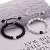 Brins de perles réglables 1 pièce bracelets bracelets ensemble pierre de lave naturelle howlite blanc noir tressage macramé bracelet pour femme M Lars22