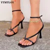 Sandal Shoes N Band Party Dress Pump Peep Toe Strap Strap Women Summer Fashion Thin High Heels Gladiator 220610