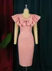 Платья большего размера розовое платье Женское вечеринка 2022 Элегантная Рул Бау v Шея Слим Фат Мала