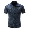 FREDD MARSHALL Brand Shirt Men Short Sleeve Denim Mens Casual Dress Male Jean s High Quality Street wearing 220324