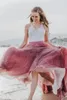 Skirts Romantic Plum Pink A-line Long Tulle Women Bridal Skirt Tutu For Engagement Banquet Party ZipperSkirts