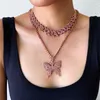 Chains Cuban Link Chain Butterfly Necklace Set Choker Women Chocker Pendant JewelryChains ChainsChains