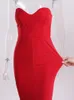 Sexy Strapless Long Black Maxi Dress Front Slit Bare Shoulder Red Women's Evening Summer Night Gown Party Maternity Dresses 220423