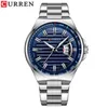 2022 CURREN Watch Mens 8375 Quartz Stainls Steel Band Montre-bracelet pour Homme Horloge Trendy Busins