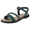 Femmes décontracté cheville boucle Style Rome chaussures été mode troupeau tissé bout ouvert N bande plat plage sandales 220701