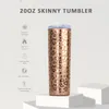 20oz Skinny Rose Gold Leopard Tumbler 25pcs GA Warehouse Slim Water Bottle Great Drinkware Gift Tumblers for Cold and Hot DOMIL1175