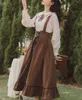 Qiukichonson Spring Summer Women Long Midi Supender Spódnica nastolatków Preppy Style Style koronkowy wysoki talia Ruffle Aline Skirts 220702