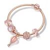 Nouveaux bracelets à breloques en or rose ballon à air chaud romantique bracelet perlé bricolage mode filles diamant amour pendentif bracelet avec boîte d'origine