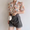 Polos kobiet Nieuwe Borduren Kant Transparante Women Bluzki Zomer Tops Femme Casual Vrouwen Shirt Korte Mouw Meisjes Blouse 2022women's W.