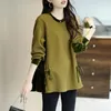 Women's Hoodies Sweatshirts Cotton Spring And Autumn Korean Version Of The Loose Wild Stitching Hit Color Round Leader Sleeves Sweater Women 230206