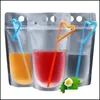 Ups Fast Delivery Disposable Clear Drink Pouches Bags Plastic Drinking Bag With St Reclosable Heat-Proof Juice Coffee Liquid Drop 2021 Cups