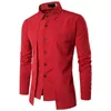 Hommes chemises habillées hommes printemps automne à manches longues boutonné fente coupe formelle chemise d'affaires blanc noir rouge bleu hommes Vere22