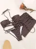 Sexig 3-delad bikinisdräkt halter badkläder kvinnor strandkläder vågpunkt baddräkt kvinnlig semester strand kjol svart bikini set 220518