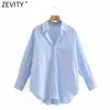 Zevity Mulheres Simplesmente Doce Cor Casual Slim Popeline Camisas Escritório Senhoras Manga Longa Blusa Roupas Chic Chemise Tops LS9405 220725