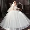 Outros vestidos de noiva elegante o pescoço três trimestres 2022 vestido sexy ilusão renda aplique de plus size comprimento do piso Princesa vestido de noiva Lother