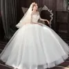 Altri abiti da sposa Elegante O Neck Abito a tre quarti 2022 Sexy Illusion Applique in pizzo Taglie forti Lunghezza al pavimento Abito da sposa principessa LOther