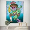 Psychedelische illustratie Decoratief tapijt Mandala Boho Hippie Wall Home Tapestry J220804