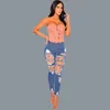 Ripped Women Skinny Holes Jeans Fashional Push Up Middle Waist Pants Casual Slim Fit Long Pant Female Trousers